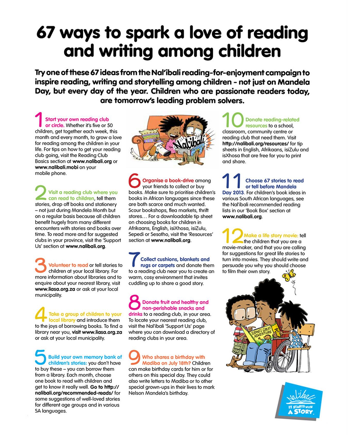 One of Nelson Mandela’s greatest wishes was for South African children to experience the joy of reading. As we celebrate his legacy this month, Nal'ibali has compiled 67 ways to encourage reading, writing, and storytelling among children in your family, reading club, or community. By participating in these initiatives, we can honour his vision and ensure every child has the chance to discover the magic of stories.

Choose one of 67 ways to spread a love of reading and writing in your community on the link in the bio.

Share how you will promote reading for enjoyment among children in your life on Mandela Day in the comments.

#MandelaMonth #MandelaDay2025 #Mandela #literacy #storytelling #reading #readingforenjoyment #readingforfun