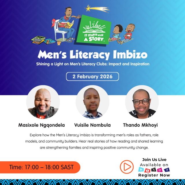 Fathers. Uncles. Grandfathers. Brothers. Community champions.

Your voice matters in children’s reading journeys. 

Join the Men’s Literacy Imbizo Webinar and discover how men’s literacy clubs are changing lives through reading for enjoyment.

Register and join the conversation here: https://lnkd.in/dWgcf5fT

Be inspired. Get involved. Lead by example.

#MensLiteracyImbizo #MensLiteracy #ReadingRoleModels #ReadingForEnjoyment #LiteracyChampions #Nalibali