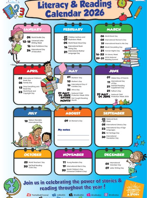Our 2026 Literacy and Reading Calendar is here!

Explore the key dates that celebrate stories, books, and the joy of reading throughout the year. Share it with your friends and networks so we can keep growing a nation of readers together.

#Nalibali #Literacy #Reading #ReadingForEnjoyment #Storytelling #ChildrensLiteracy #ReadAloud #LoveReading #EarlyLiteracy #ReadingNation #BooksForChildren #SouthAfricaReads