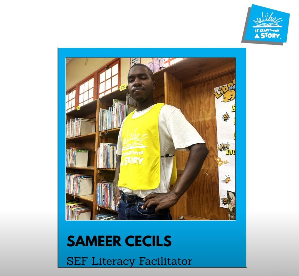 Hierdie Internasionale Lees-Vir-My-Dag stel ons jou voor aan een van ons SEF-geletterdheidsfasiliteerders. 

Ontmoet Sameer Cecils, een van ons toegewyde SEF4-geletterdheidsfasiliteerders in Valhalla Park, Kaapstad.

Hy is mal daaroor om vir kinders in sy buurt te lees en, saam met honderde passievolle “voetsoldate”, help hy duisende kinders om van jongs af die vreugde van lees te ontdek.

Ons is ongelooflik trots op die werk wat Sameer en sy span doen, onder leiding van Carol Titus, Provinsiale Koördineerder, Winnifred MacMaster-Booysen, Provinsiale Administrateur, en Nia Madlingozi, Spanleier.

Hul toewyding maak ’n werklike verskil in die lewens van kinders en in die groter gemeenskap. 

#InternasionaleLeesVirMyDag #LeesVirPret #Nalibali #LeesIsKragtig #KinderLees