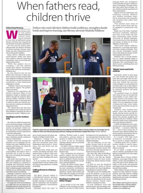 📰 We’re in the Mail & Guardian!

We’re honoured to be featured in this week’s @mailandguardian (M&G), with a beautifully written article by @rolland_simpi_motaung that truly captures the heart of the Men’s Literacy Imbizo.

Thank you, Rolland, for telling this story with such care and for shining a light on the importance of fathers and male caregivers reading, storytelling, and learning alongside children. Your article reflects exactly what we strive for: creating a culture where every child grows up surrounded by stories, supported by caring adults, and inspired to read.

Pick up a copy of the M&G to read the full feature and learn more about the movement to get more men reading with children.

#MensLiteracyImbizo #Nalibali #FamilyLiteracy #ReadToChildren
