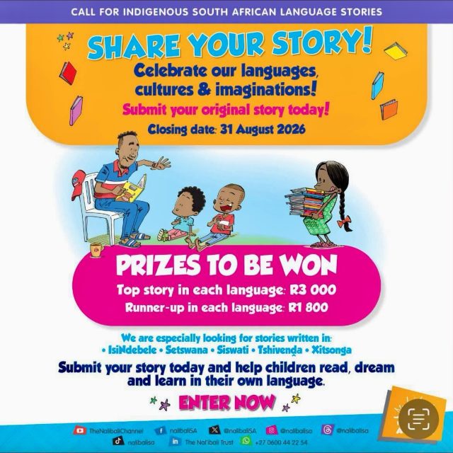We absolutely value stories in all South African languages. ❤️

For this Call for Stories, we’re focusing on Siswati, isiNdebele, Setswana, Tshivenda, and Xitsonga because these are the languages where we currently have the greatest publishing need.

Our goal is to keep growing our collection of high-quality children’s stories across all South African indigenous languages, and we hope to include more languages in future calls.

Thank you for your understanding, your enthusiasm, and for helping us build a richer, more inclusive reading culture where every child can see themselves in a story. 

#Nalibali #ItStartsWithAStory #CallForStories #ReadingForEnjoyment #SouthAfricanLanguages