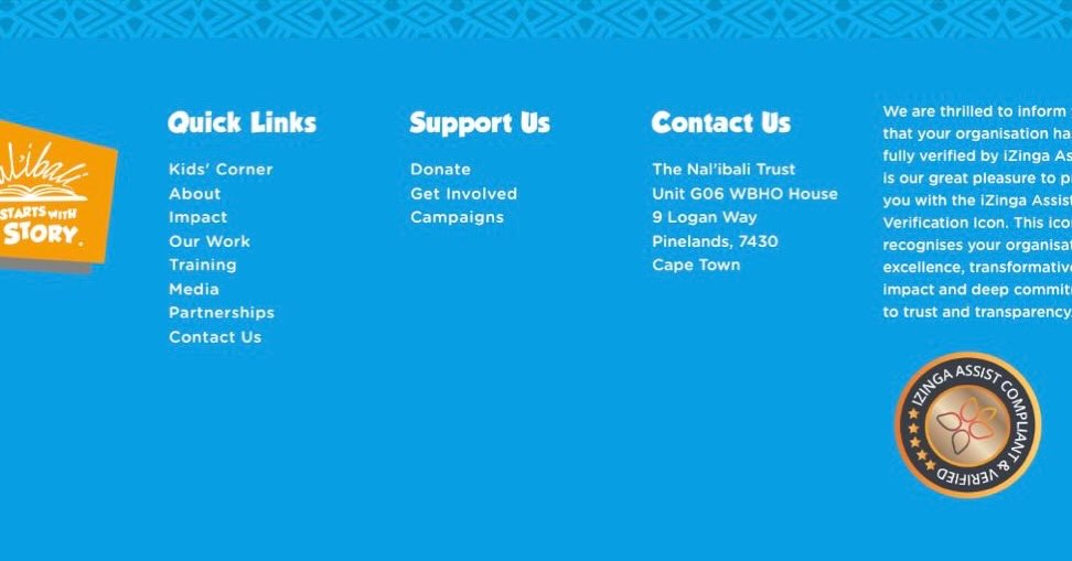 The Nal’ibali Trust has been granted the iZinga Assist Verification Icon!

We are excited to announce that Nal’ibali has been verified by iZinga Assist. This recognition reflects our ongoing commitment to compliance, transparency and delivering real impact in our community.

Thank you to our team, partners and supporters who make this possible!

Click below to view our verification status!

https://app.izassist.org/authenticate/611cc43e-e7dc-4fa6-abd9-58fc432974a9

#iZingaAssist #TrustedNonprofit #VerifiedImpact #NonProfitTransparency #DoingGoodDoneBetter