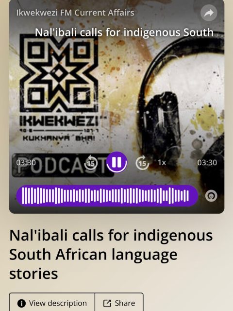 IN CASE YOU MISSED IT! 

Our Community Development Coordinator, Madoda Ndlakuse, joined Hlengiwe Mnguni on Ngezeveke Le on Ikwekwezi FM, produced by Mbali Maluma, to spotlight our Call for Stories in indigenous South African languages, which is closing soon.

Have a story to tell? Don’t wait. Your story could be the one we’re looking for.

🎧 Missed the conversation? Listen here:
https://omny.fm/shows/ikwekwezi-current-affairs-sabcnews/nalibali-calls-for-indigenous-south-african-language-stories

Submit your story before the call closes.

#Nalibali #CallForStories #IndigenousLanguages #SouthAfricanStories #AfricanStorytelling